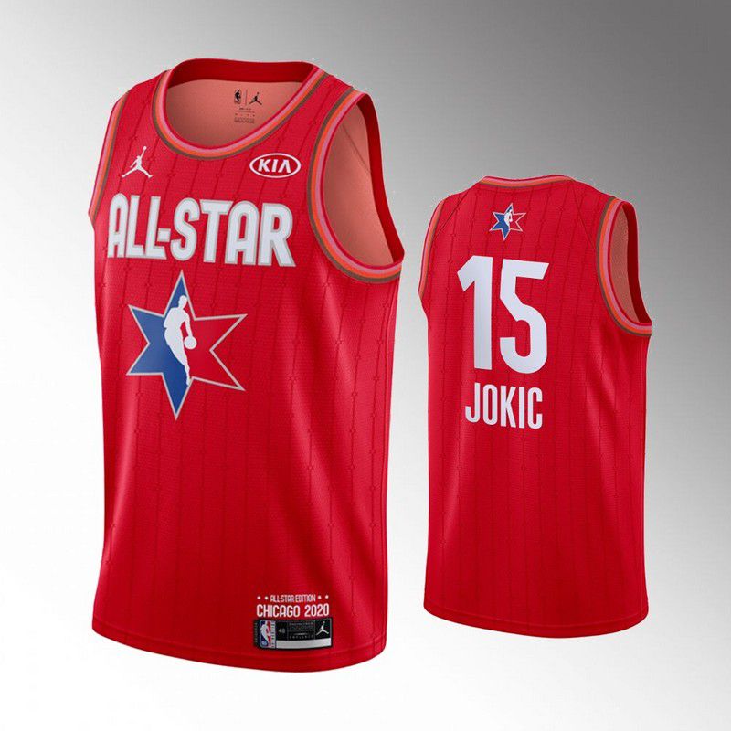 Men Denver Nuggets #15 Jokic Red 2020 All Star NBA Jerseys